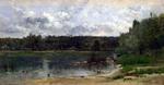 欧洲12-19世纪油画四_DAUBIGNY, Charles-Francois River Scene with Ducks